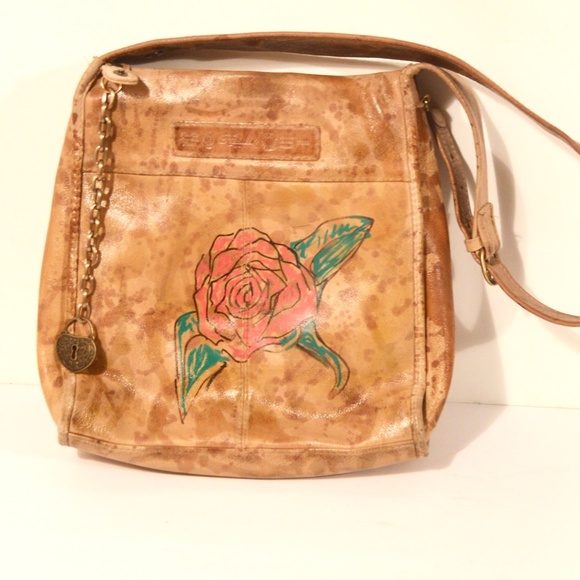 Fossil Handbags - FOSSIL Hippie Boho Leather Rose Shoulder Bag OOAK